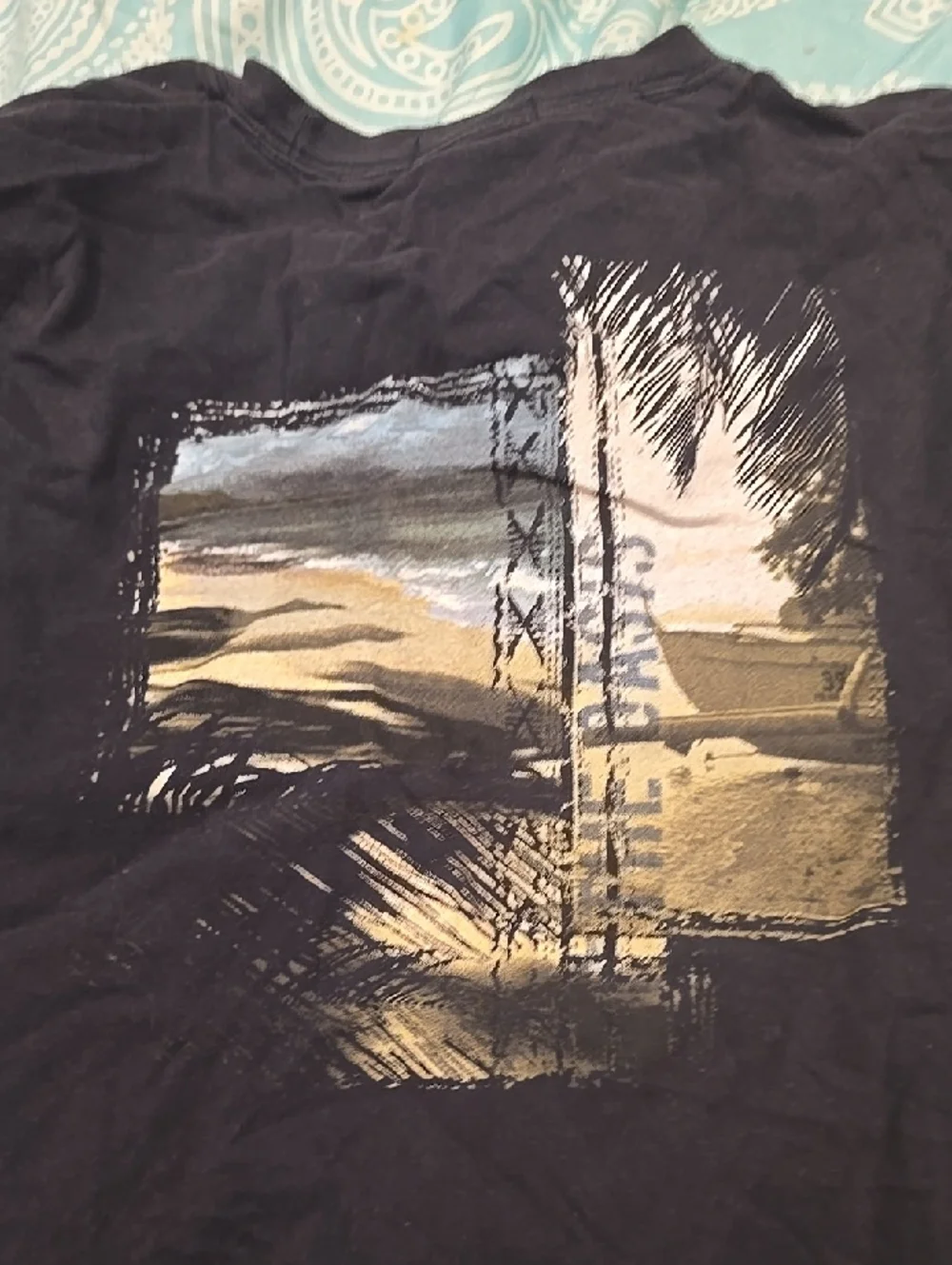 ❤️10/$13 Men's Black Graphic Short-Sleeve Shirt - Beach Sunset Print